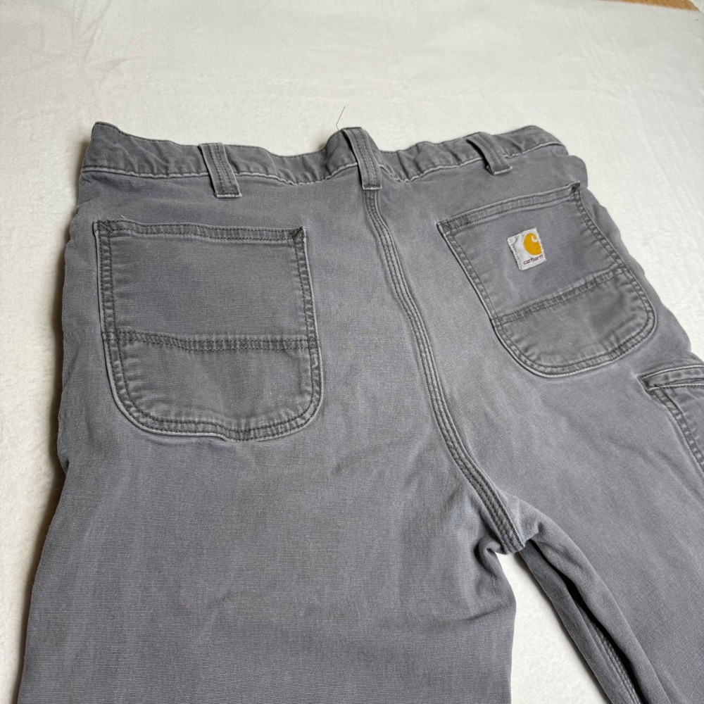 Carhartt Relaxed Fit Men Gray Canvas Work Pants Size 38x30 Cargo Pockets